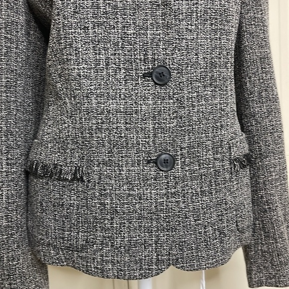 Norton McNaughton Women’s Tweed Fringe Blazer Jacket Black/White Size 14 - Picture 3 of 12